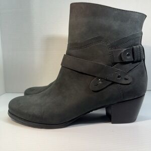 Ros Hommerson Brittany Nubuck Leather Ankle Boots Booties Block Heel Black Sz 8M